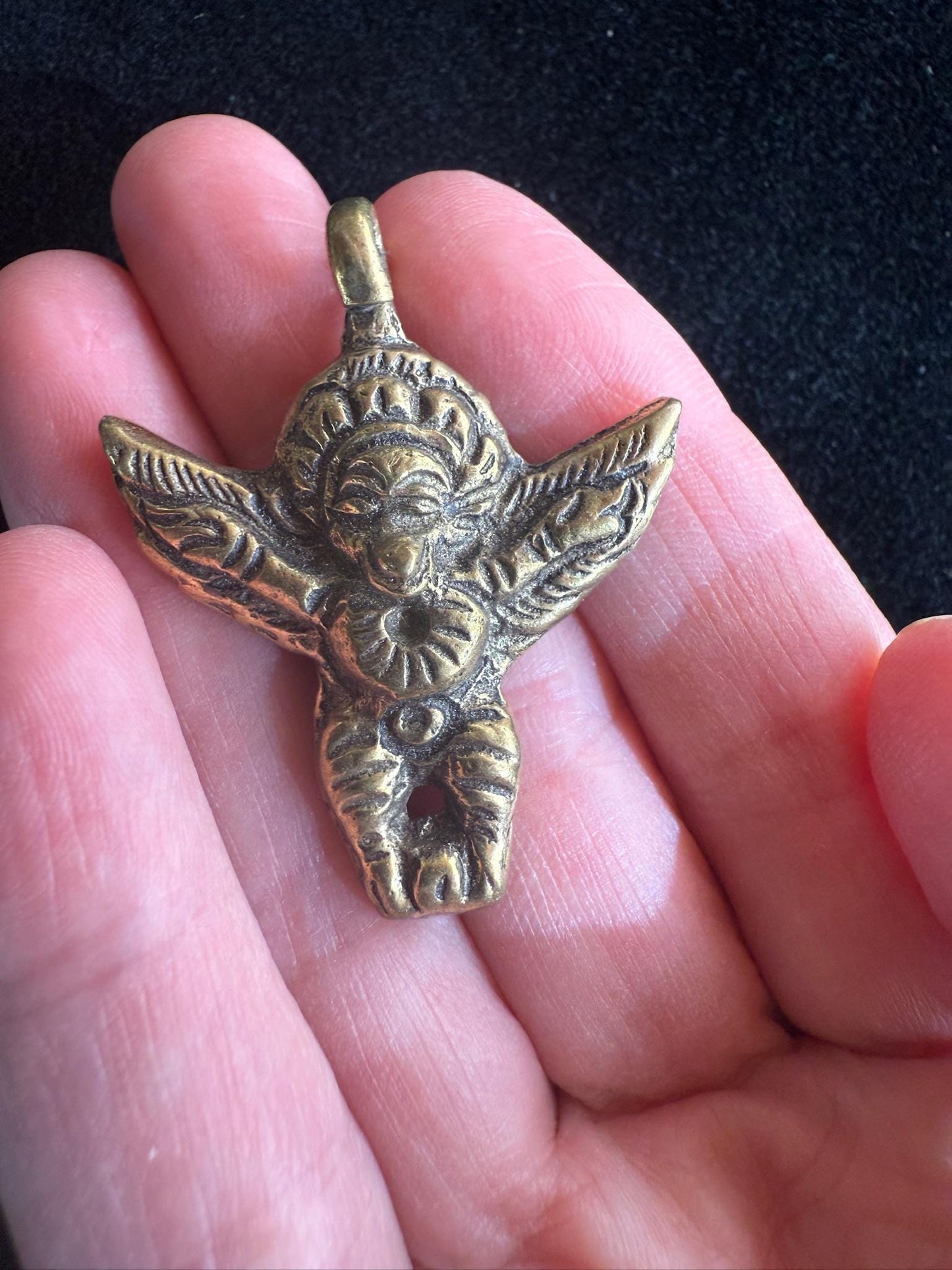 Garuda Pendent | Brass | Nepal | Aprox. 1 3/4 in by 1 1/2 in - The Incense Stick