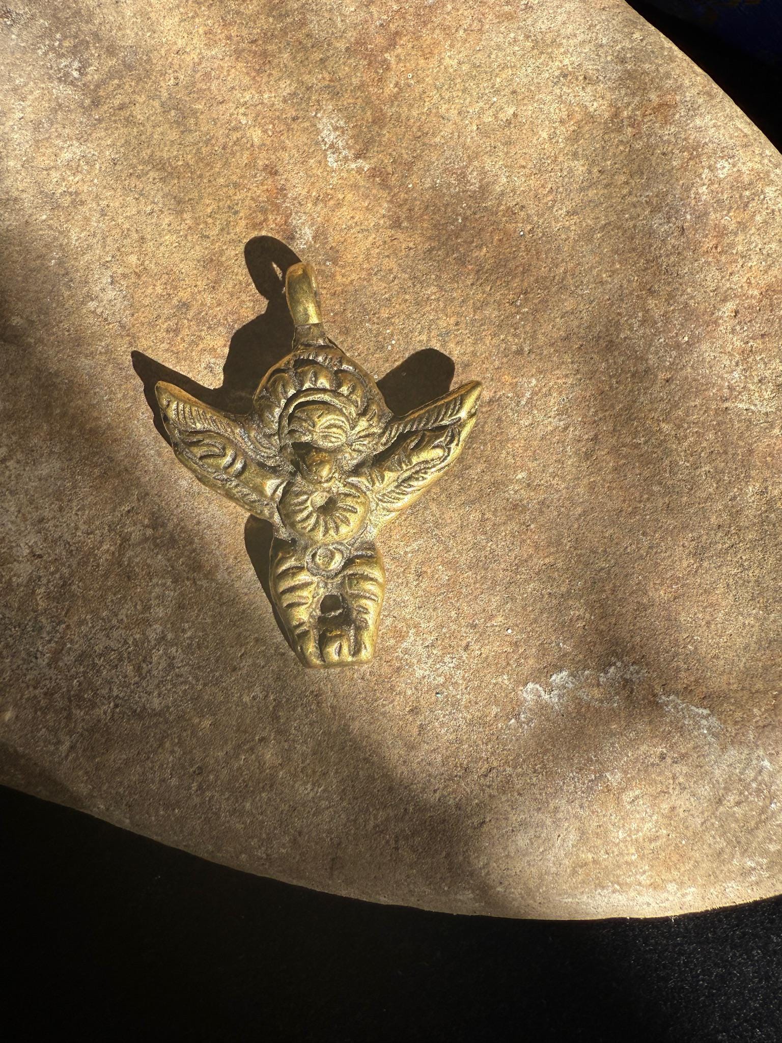 Garuda Pendent | Brass | Nepal | Aprox. 1 3/4 in by 1 1/2 in - The Incense Stick