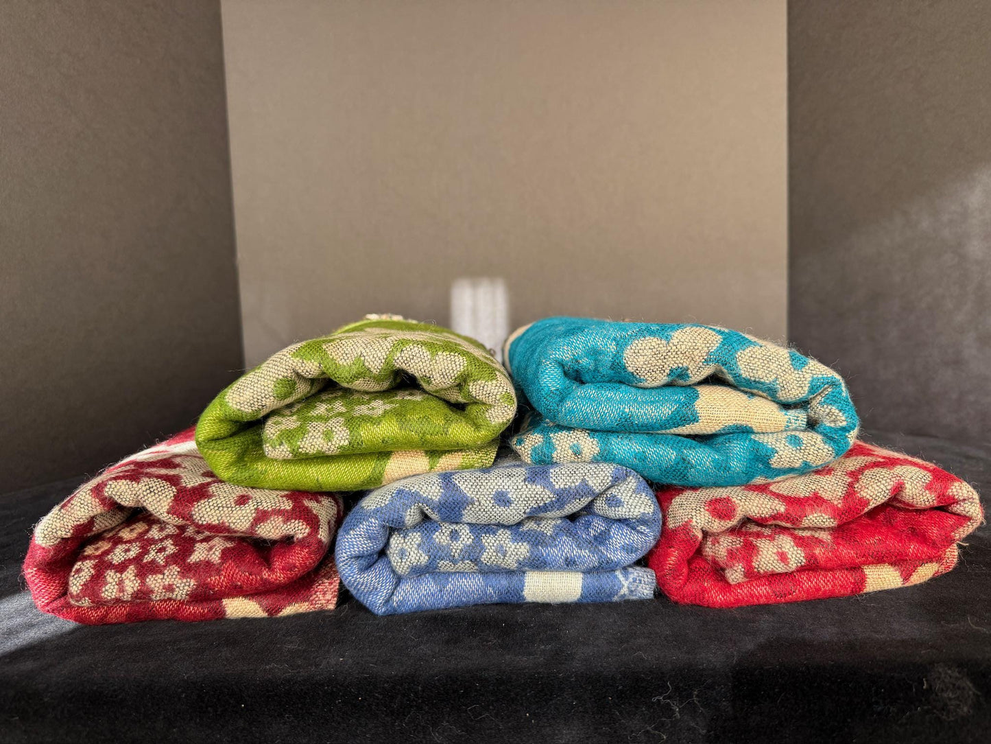 Nepalese Floral Swirl Shawl | 35" x 80" | Various Colors | Wool Blend - The Incense Stick