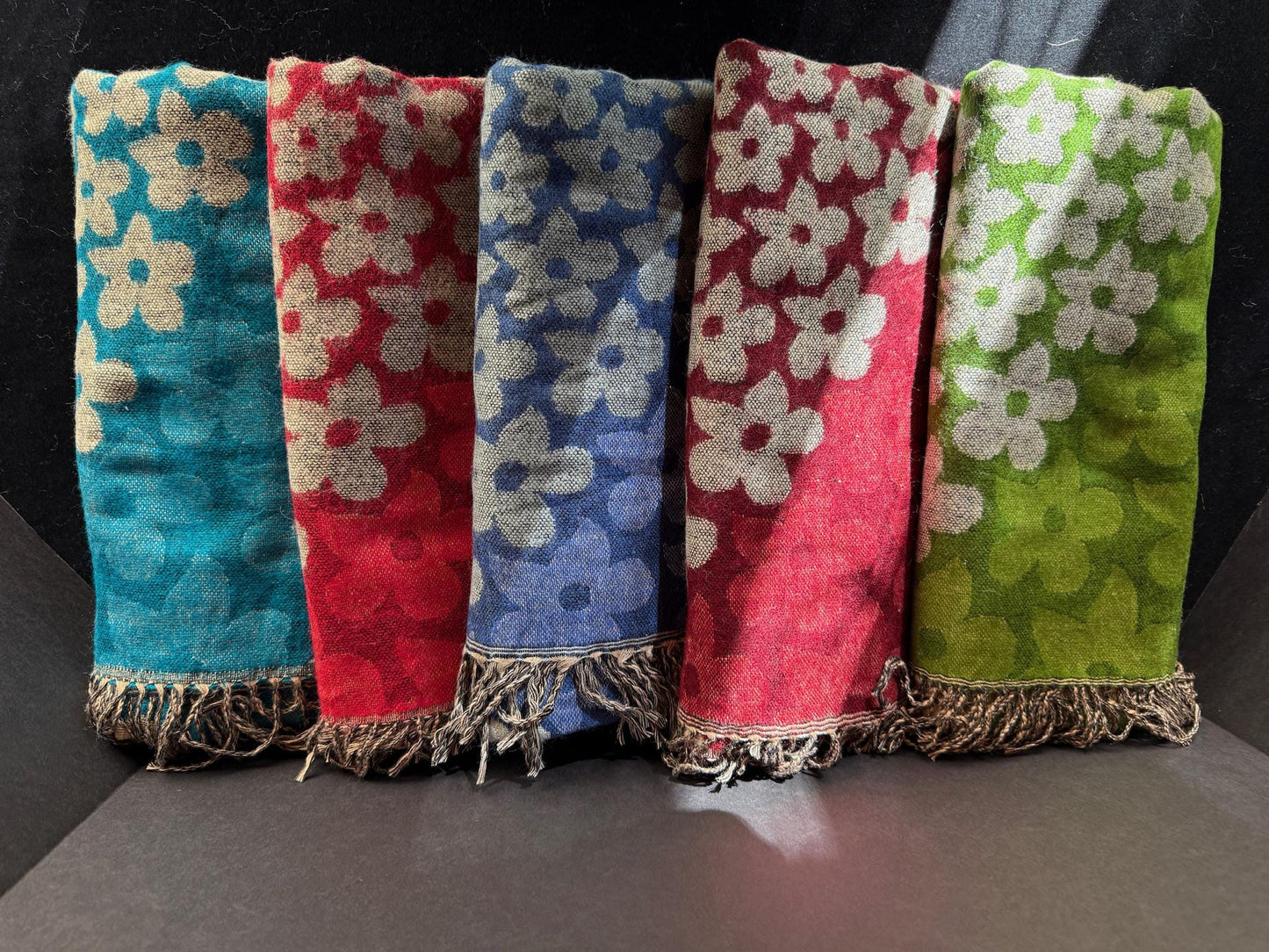 Nepalese Floral Swirl Shawl | 35" x 80" | Various Colors | Wool Blend - The Incense Stick