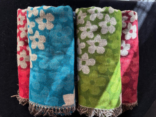 Nepalese Floral Swirl Shawl | 35" x 80" | Various Colors | Wool Blend - The Incense Stick