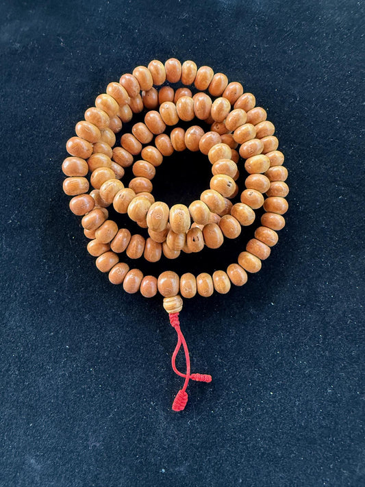 Light Bodhi Seed Mala | Nepal | 108 beads | 13 mm | Brocade Bag Included