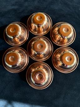 Copper Buddhist Water Offering Bowls | India | 3.25 inches | Set of 7