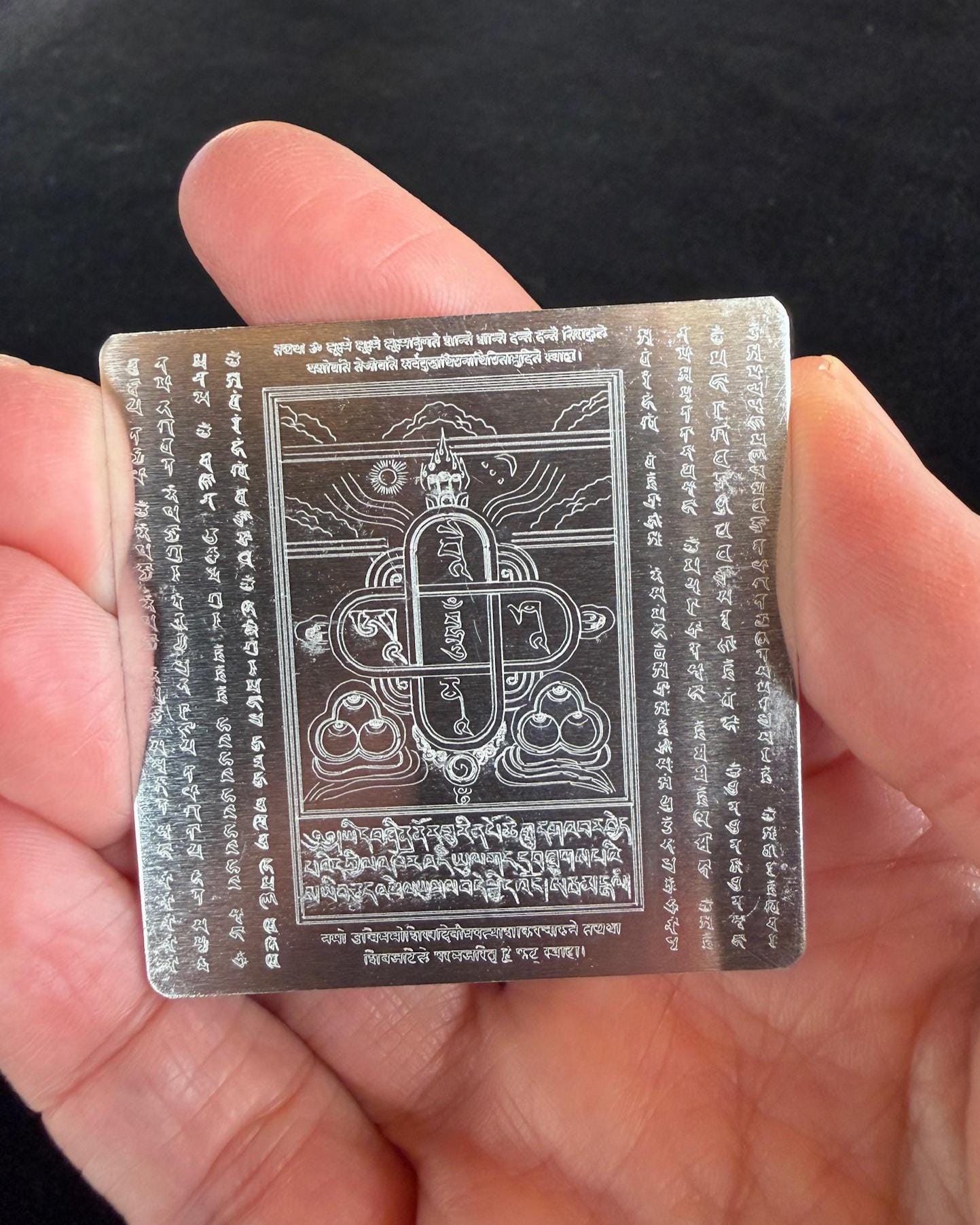 Aluminum Naga Blessing Tile | Approx 2 in x 2 in | Tibet | Water Blessing