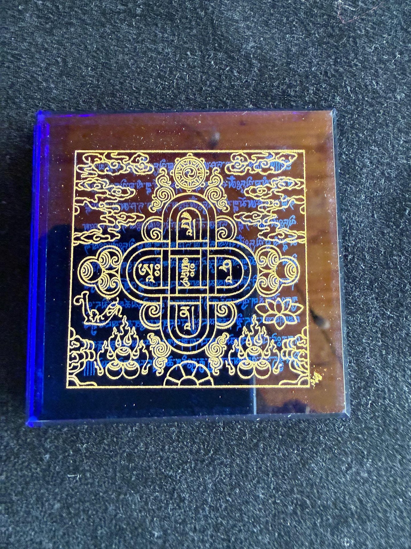Blue Glass Naga Blessing Tiles | Glass | Approx 2.25 inches x 2.25 inches | Tibet | Water Blessing