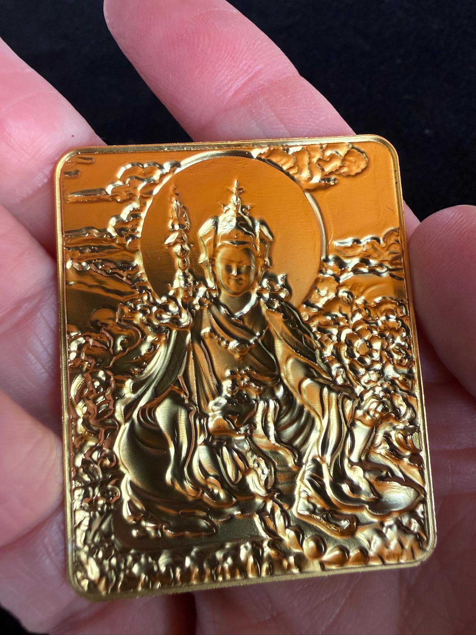 Guru Rinpoche Embossed Metal Card | about 2 inches by 1.75 inches | Padmasambhava