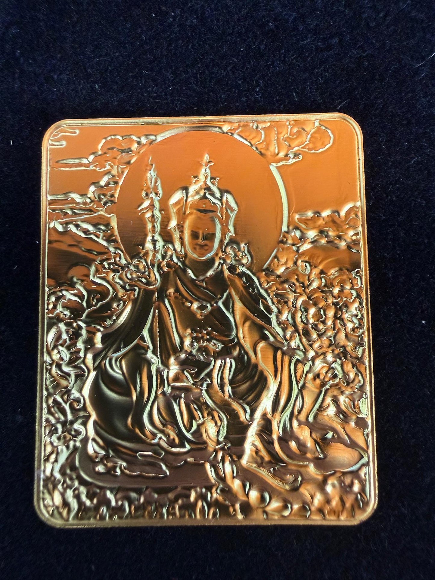Guru Rinpoche Embossed Metal Card | about 2 inches by 1.75 inches | Padmasambhava