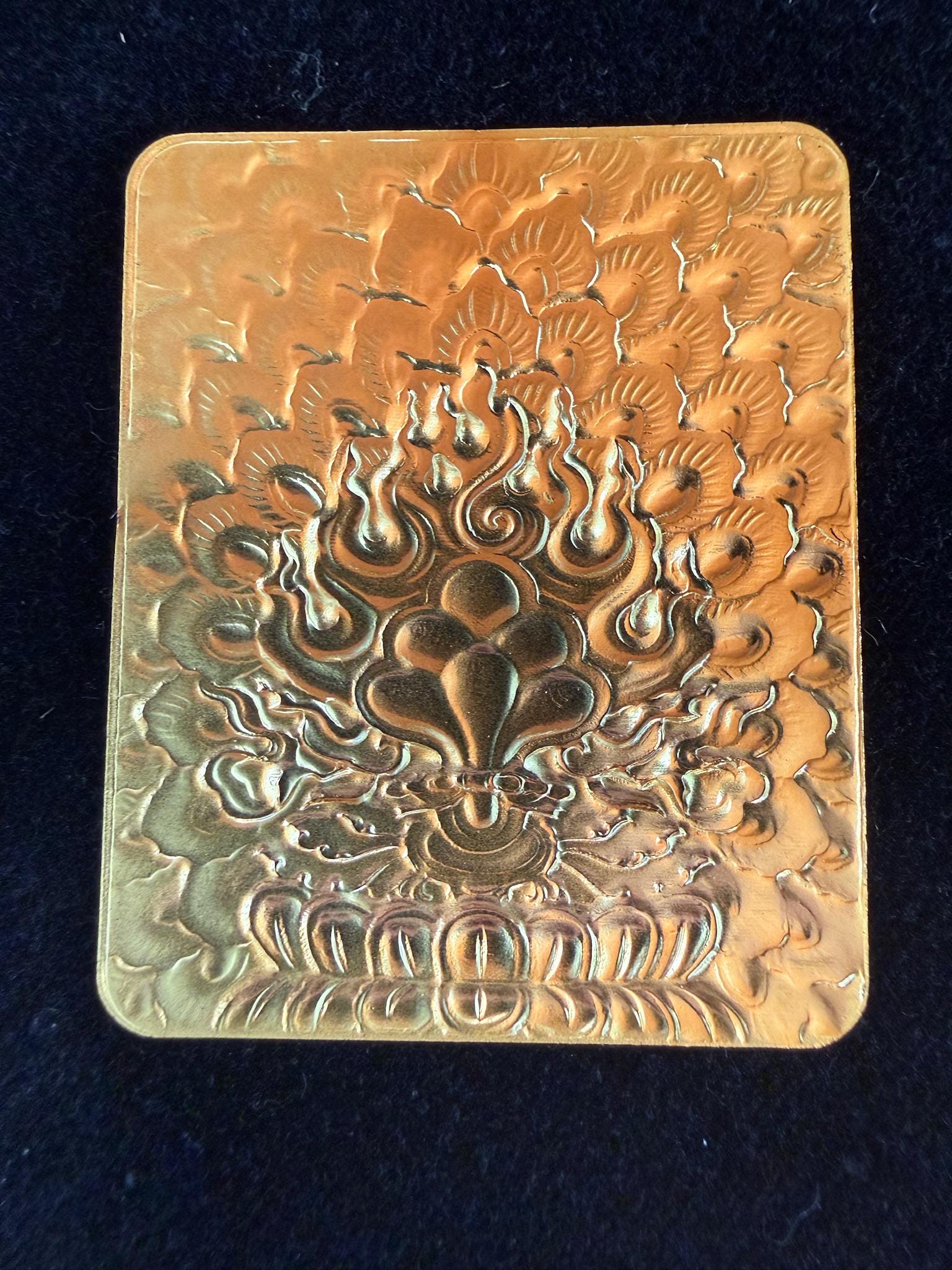 Wish Fulfilling Jewels Embossed Metal Card | about 2 inches by 1.75 inches | Cintamani | Mani Jewels