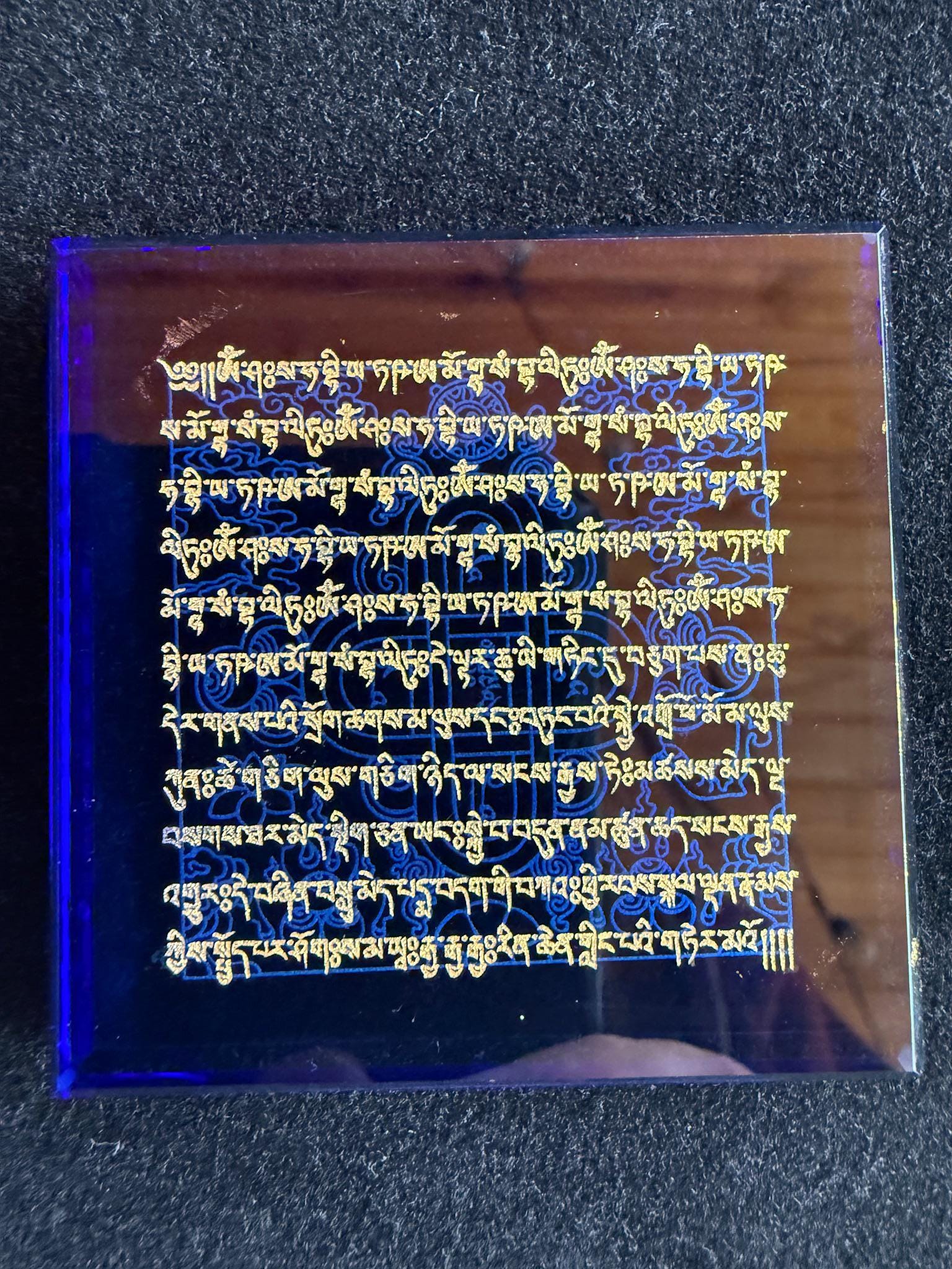 Blue Glass Naga Blessing Tiles | Glass | Approx 2.25 inches x 2.25 inches | Tibet | Water Blessing