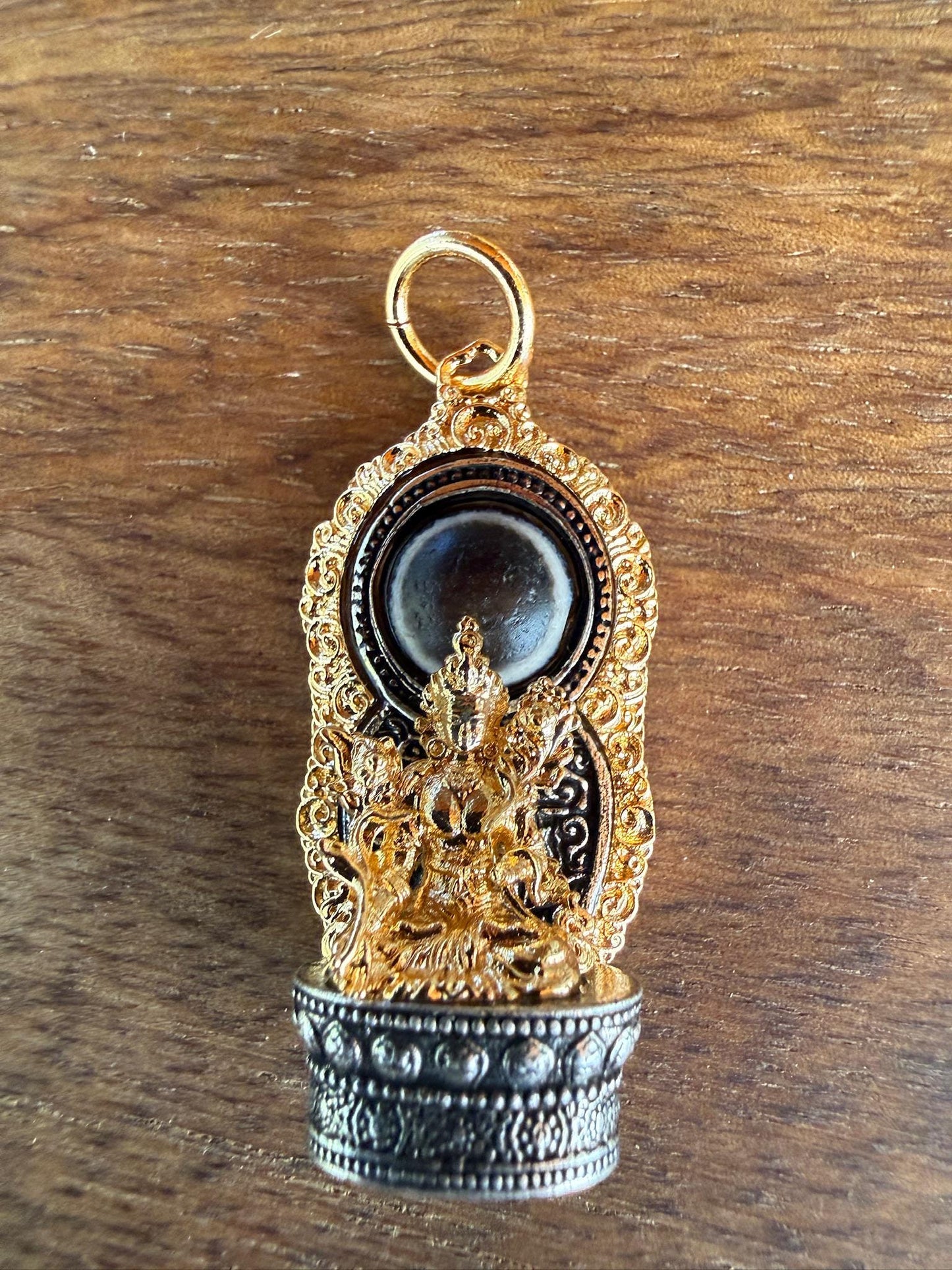 Green Tara Dzi Pendant | Approx 1.50 inches long x .75 inches wide