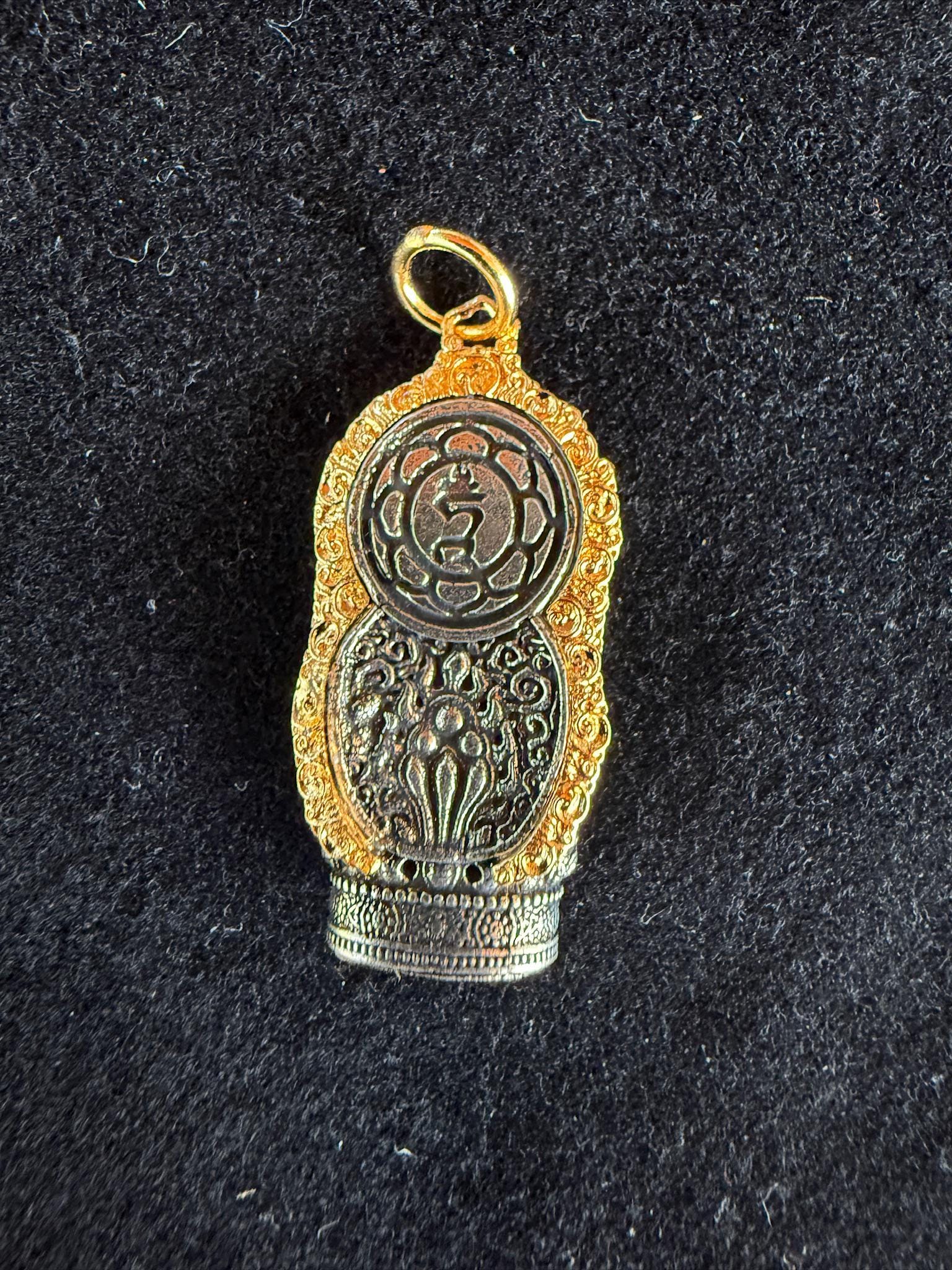 Green Tara Dzi Pendant | Approx 1.50 inches long x .75 inches wide