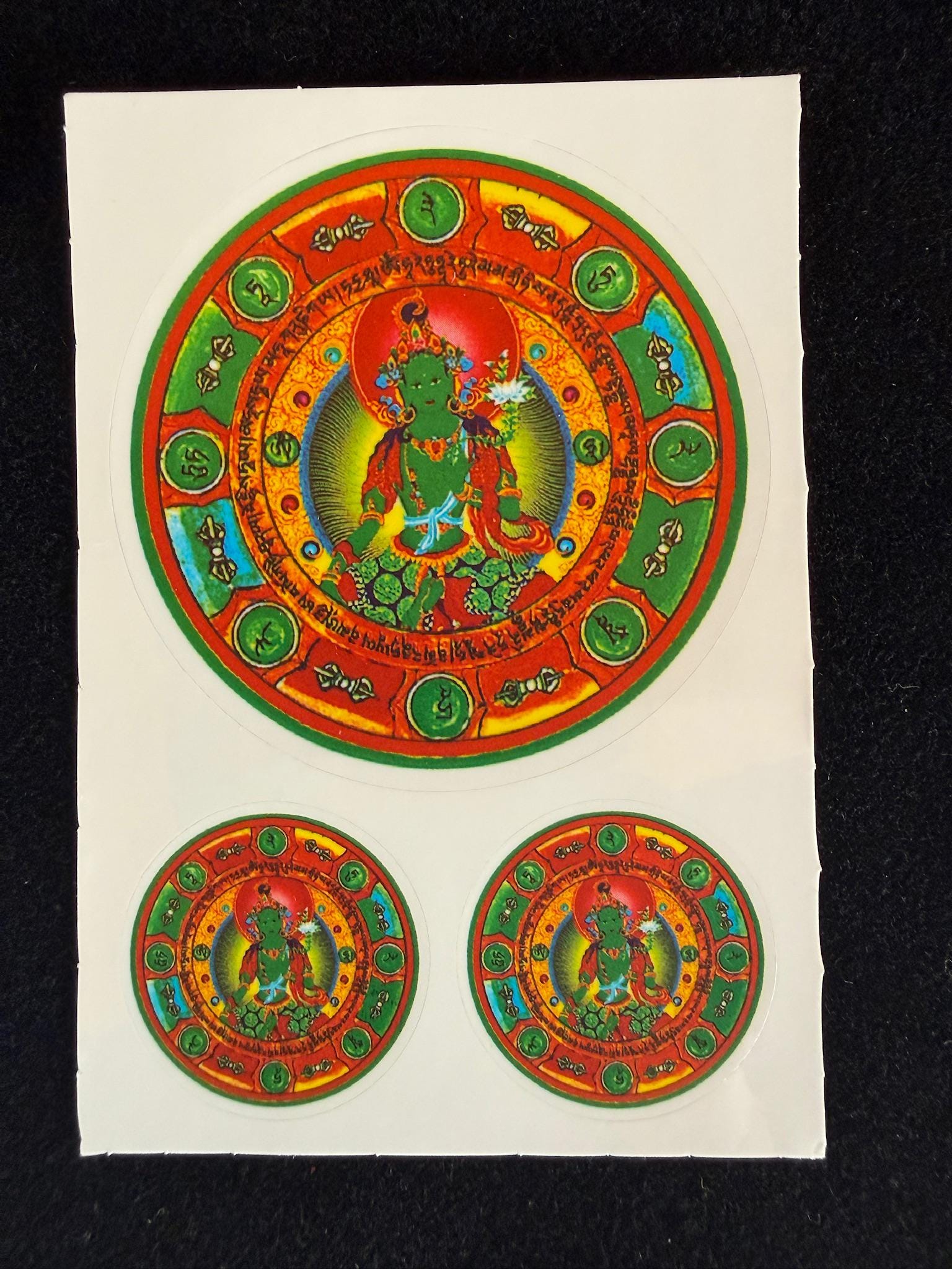 Green Tara Stickers | 1 sheet | 3 stickers per sheet | Translucent | Jetsün Dölma