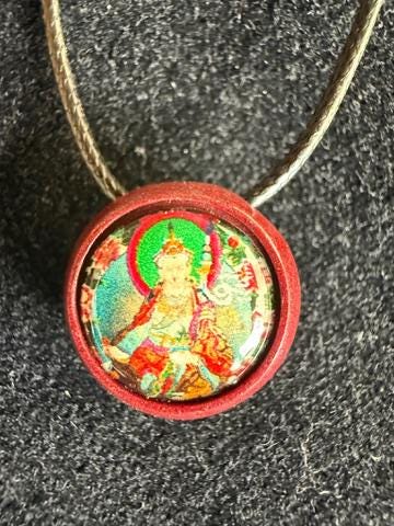 Guru Rinpoche Glass Bead Pendant | 1 bead with cord | Glass | 15mm diameter | Padmasambhava