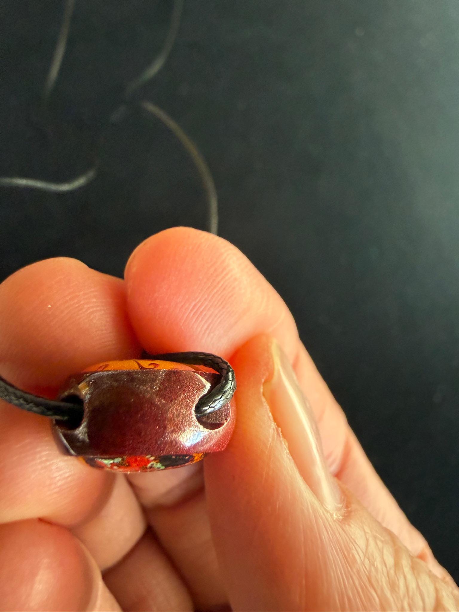 Kurukulle Glass Bead Pendant | 1 bead with cord | Glass | 15mm diameter | Dakini