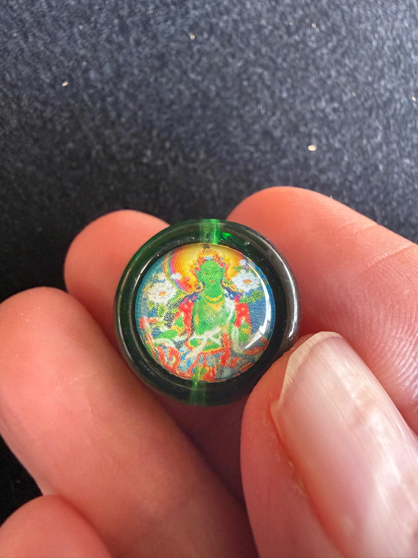 Green Tara Glass Bead | 1 bead | Glass | 16mm diameter | Dolma