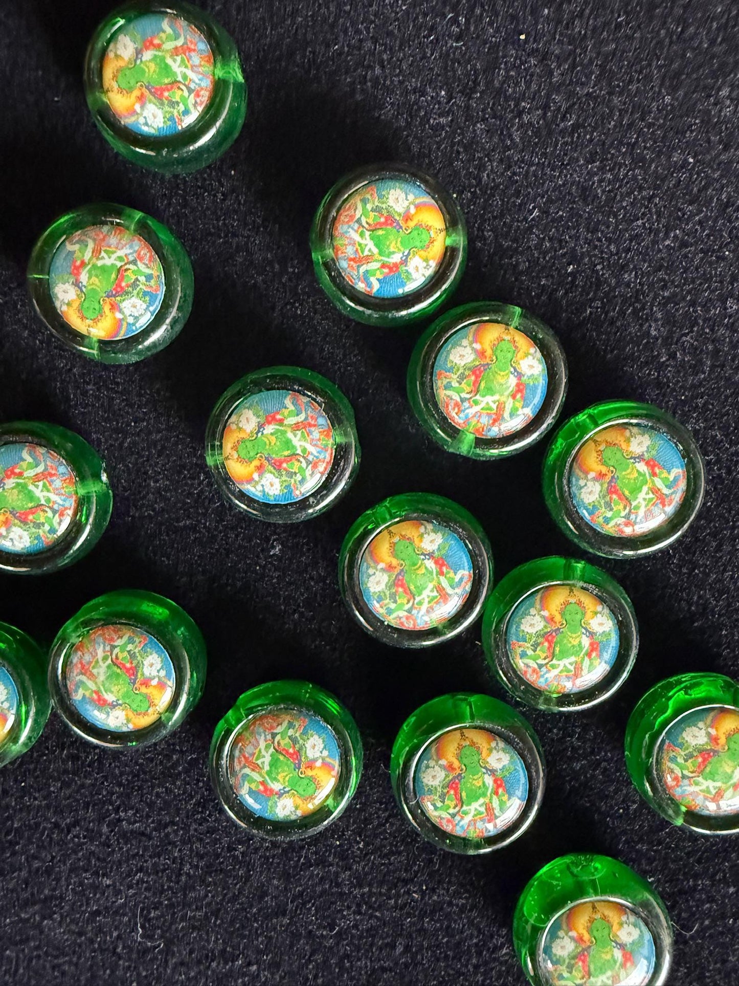 Green Tara Glass Bead | 1 bead | Glass | 16mm diameter | Dolma