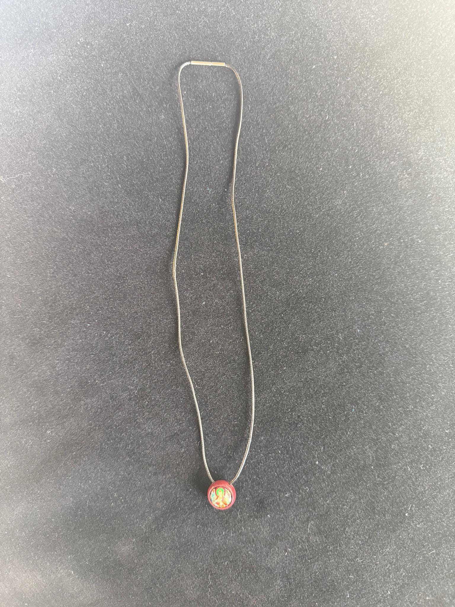 Guru Rinpoche Glass Bead Pendant | 1 bead with cord | Glass | 15mm diameter | Padmasambhava