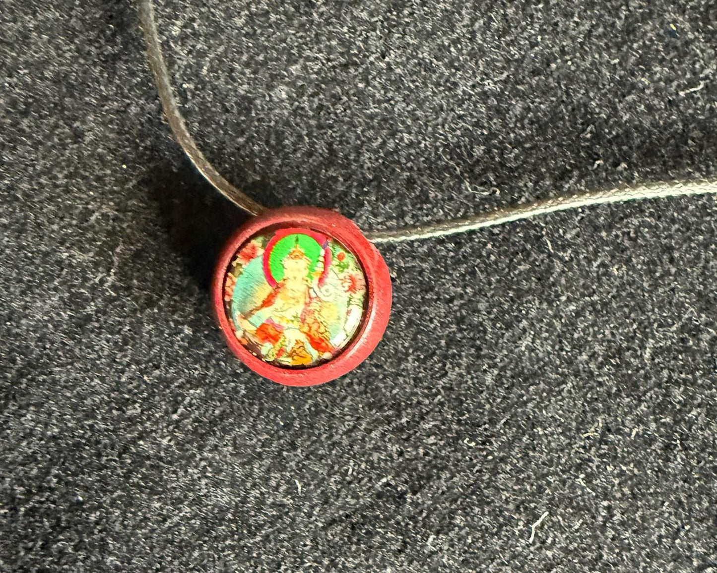 Guru Rinpoche Glass Bead Pendant | 1 bead with cord | Glass | 15mm diameter | Padmasambhava