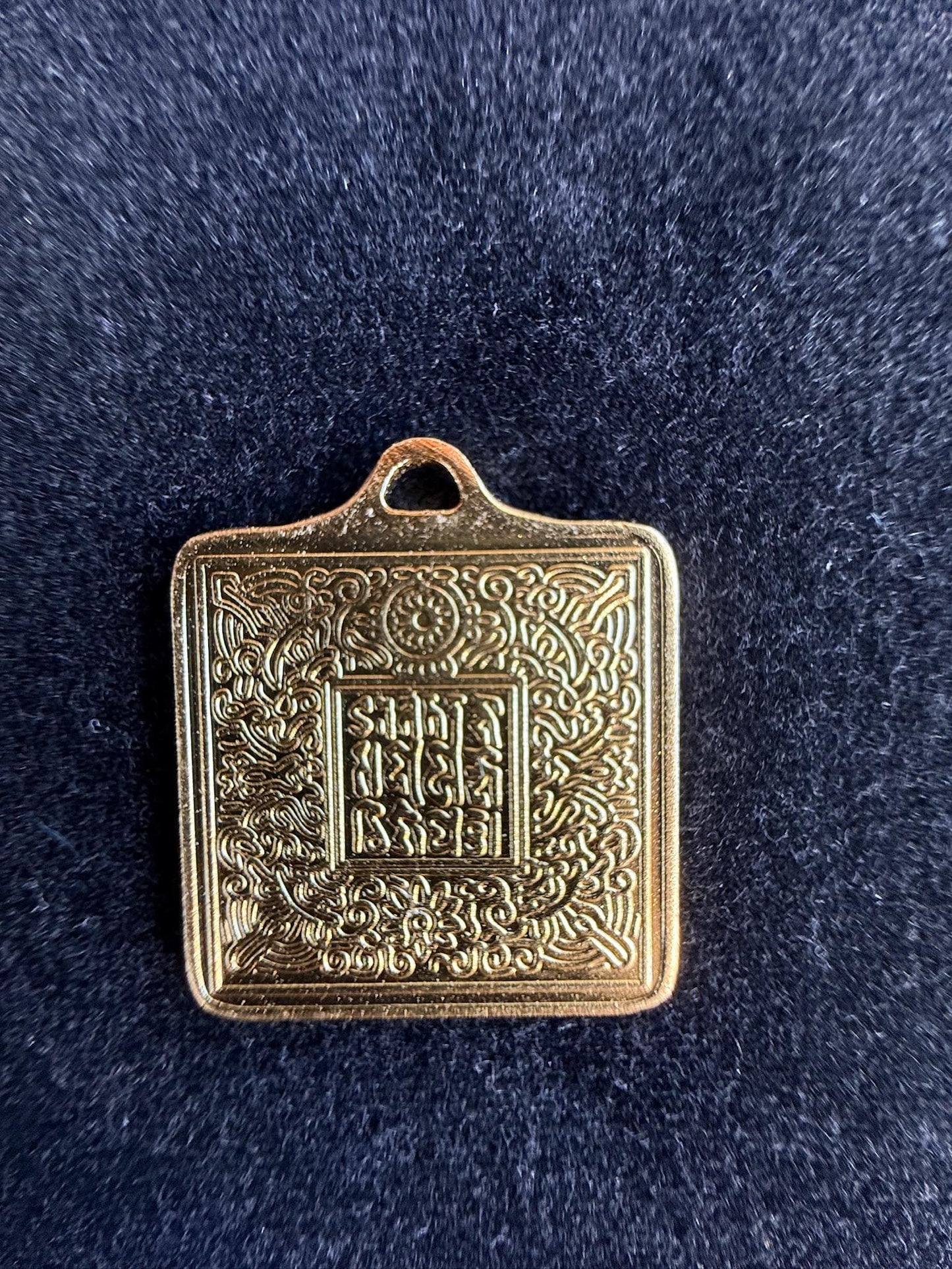 Guru Padmasambhava Subduing Vajra Seal Pendant | Bronze Gilt | Approx 7/8 inches square | Tibet | | 1 cord included