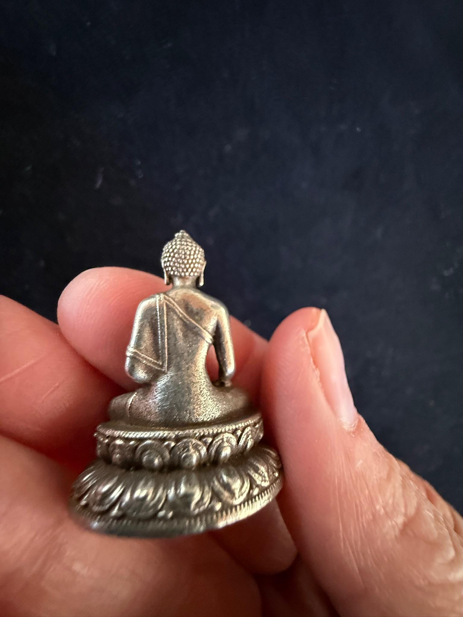 Small Statue Trio | Buddha Shakyamuni | Guru Padmasambhava | Green Tara | White Brass | Approx. 1.25in High