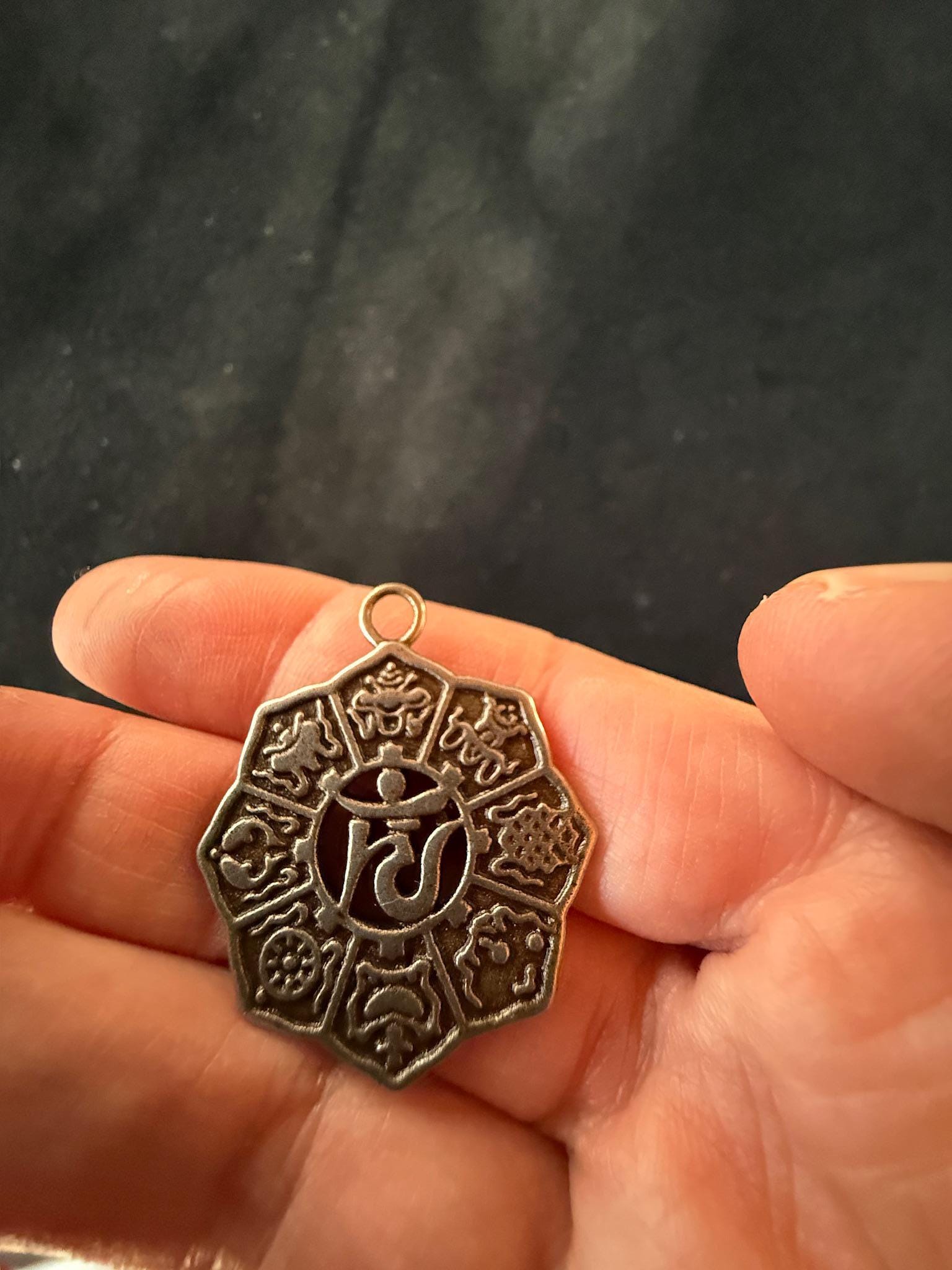 Eight Auspicious Symbols Charm | Metal | Approx 1 1/4 in High | Tibet