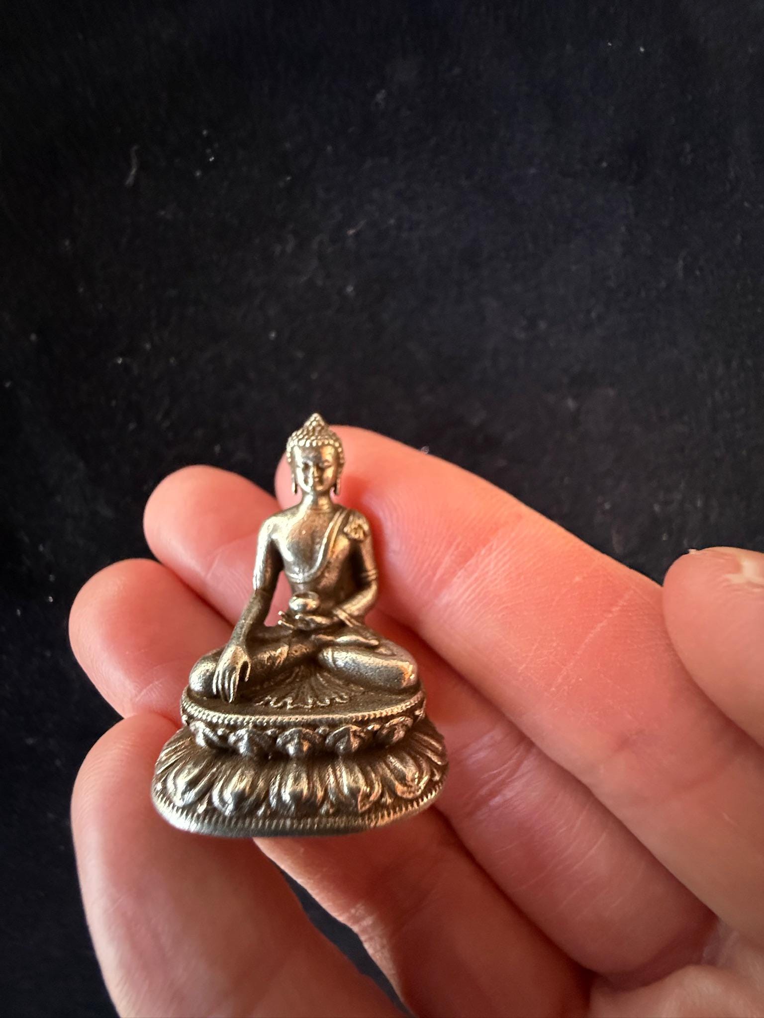 Small Statue Trio | Buddha Shakyamuni | Guru Padmasambhava | Green Tara | White Brass | Approx. 1.25in High