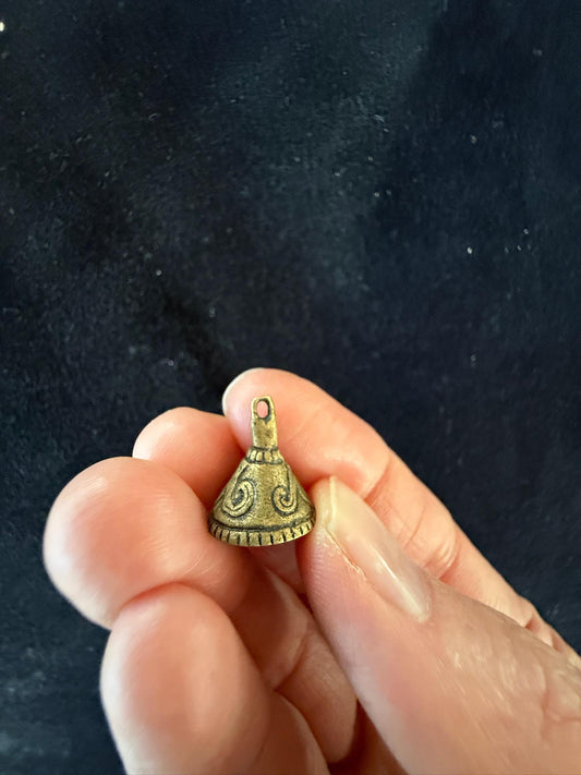 Tiny Short Stupa Tsa Tsa Charm | Metal | Approx 5/8in high