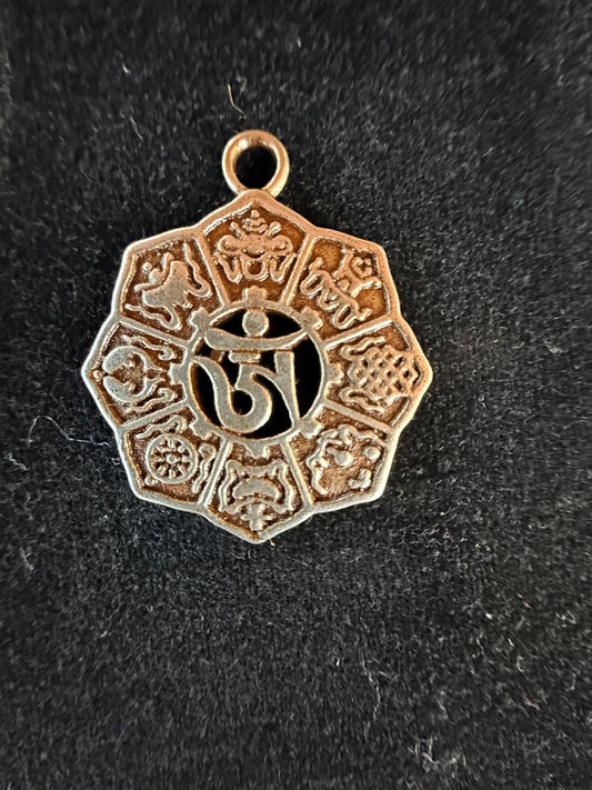 Eight Auspicious Symbols Charm | Metal | Approx 1 1/4 in High | Tibet
