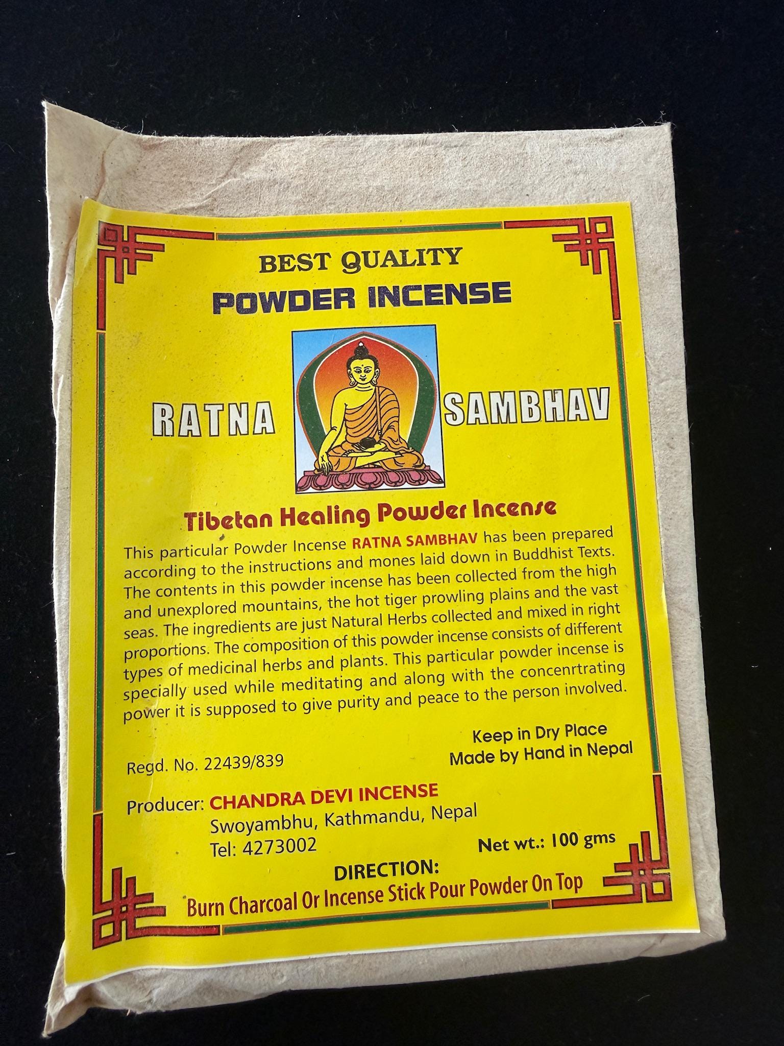 Ratna Sambhava Incense Powder| Nepalese Incense Powder | 100 grams | Chandra Devi Incense