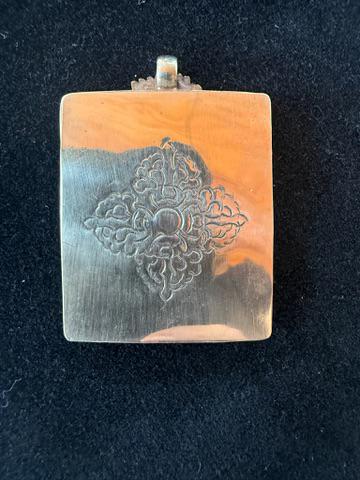Tiny Thangka Green Tara Locket Pendant | Approx 1.5 in by 2 in | Nepal | Gau