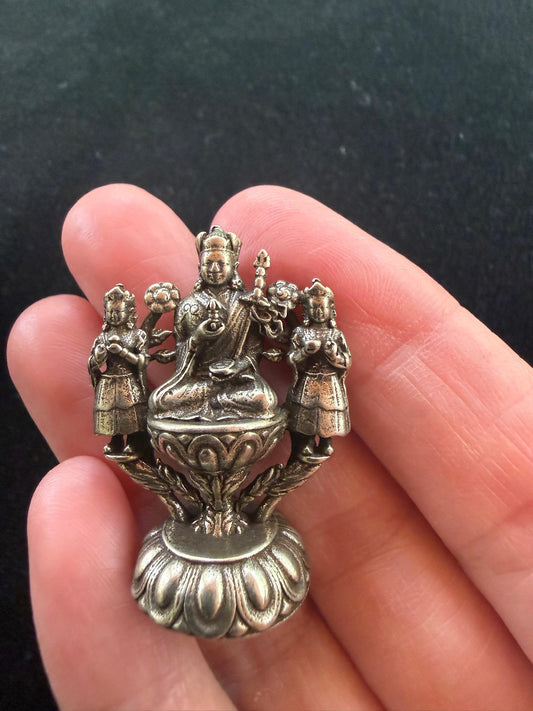Small Guru Rinpoche, Yeshe Tsogyal, and Mandarava Statue | Tibet | about 1.37 high | Padmasambhava