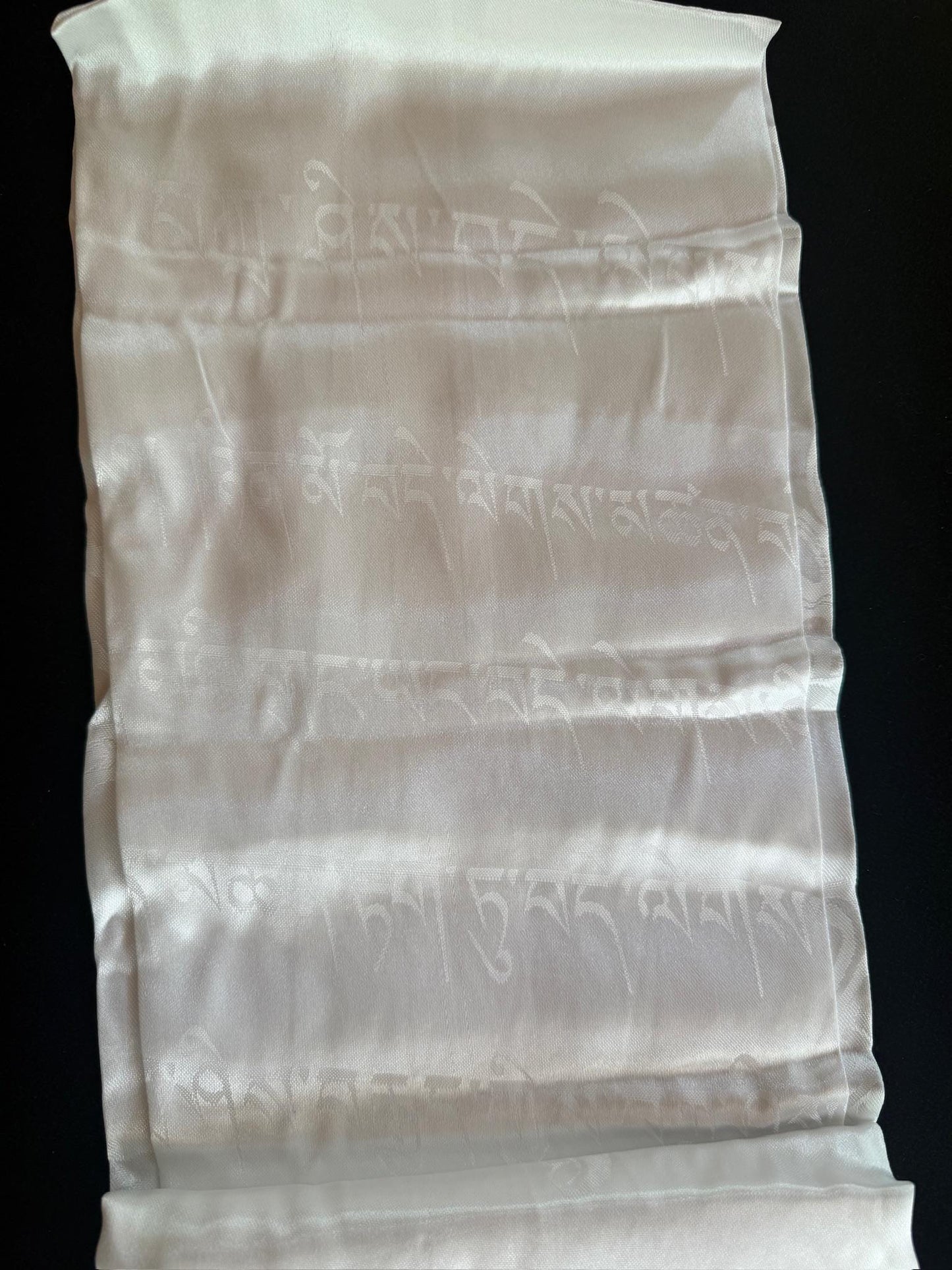 White Khata | Eight Auspicious Symbols | 45cm x 2.6m | Katag