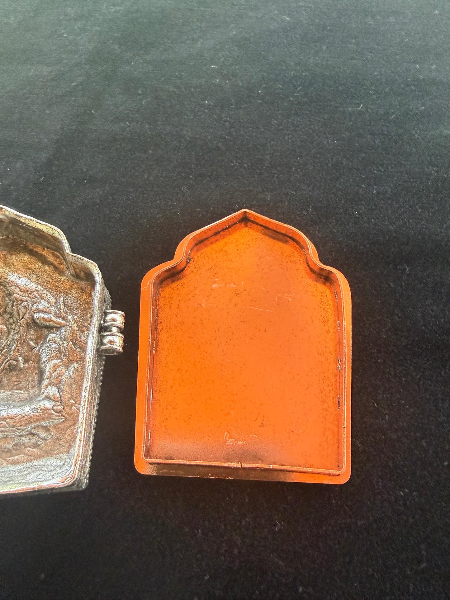 King Gesar Ghau Amulet Box | Metal | Approx 3.5 in by 2.75 in | Tibet