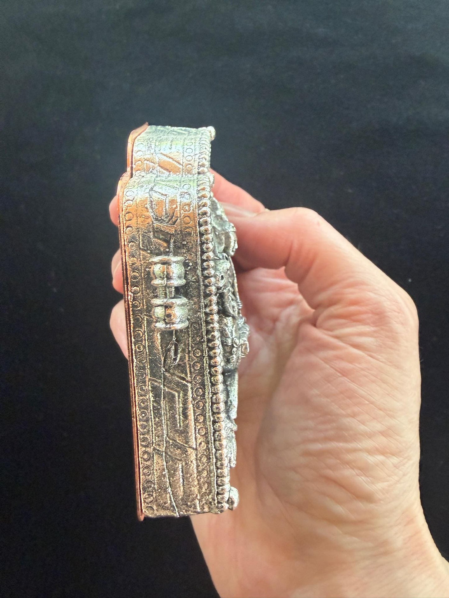 King Gesar Ghau Amulet Box | Metal | Approx 3.5 in by 2.75 in | Tibet