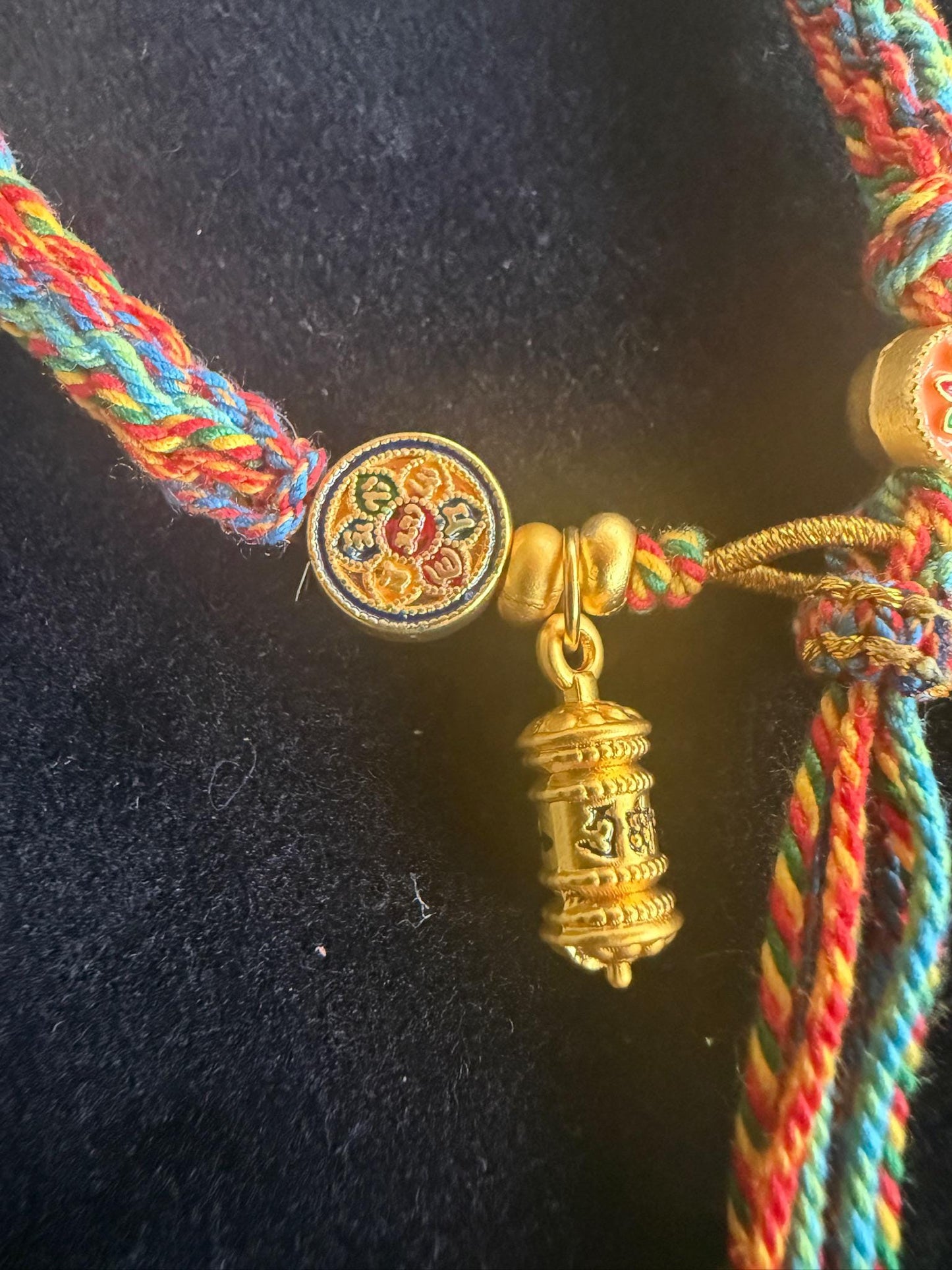 Tibetan Rainbow Woven Cord Bracelet | 6 Syllable Mantra | Adjustable