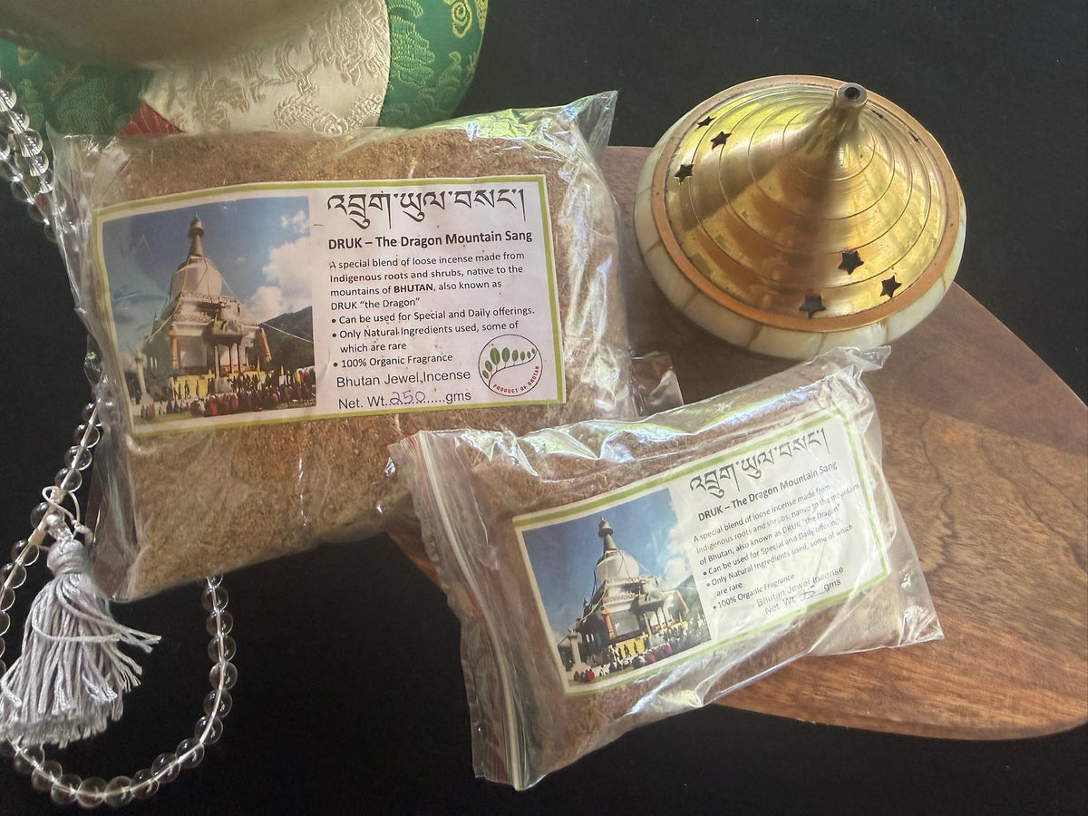 DRUK - The Dragon Mountain Sang Incense Powder | Bhutan | 2 sizes | Bhutan Jewel Incense House