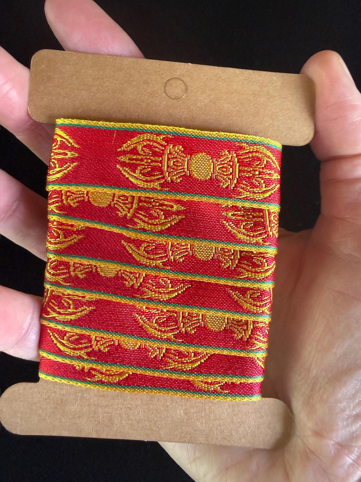 Dorje Embroidered Ribbon | 3/4 in wide | 1 yard | Reversible