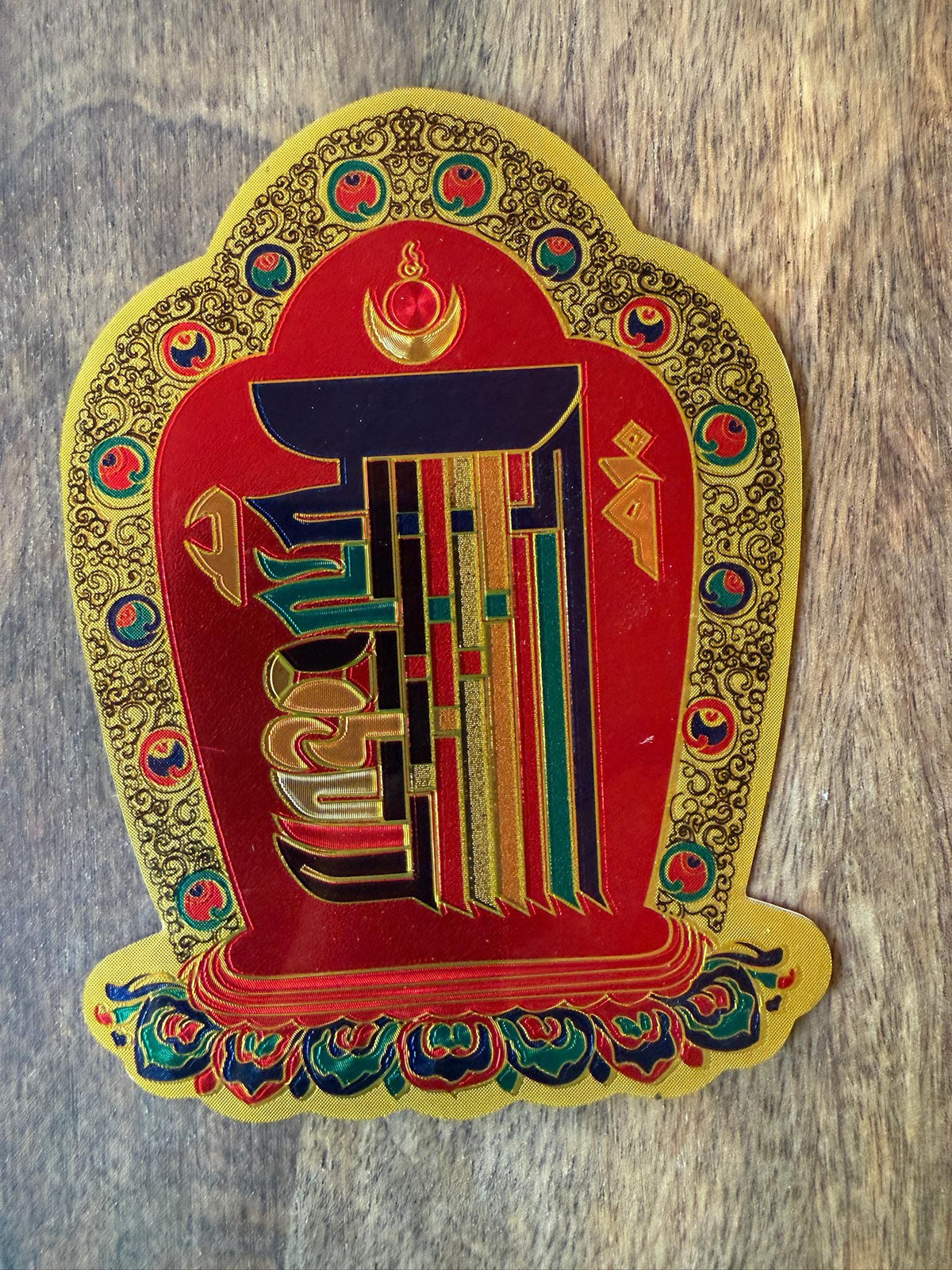 Kalachakra Sticker | Approx 3.5 in by 4.5 in | 10 Syllable Powerful Mantra