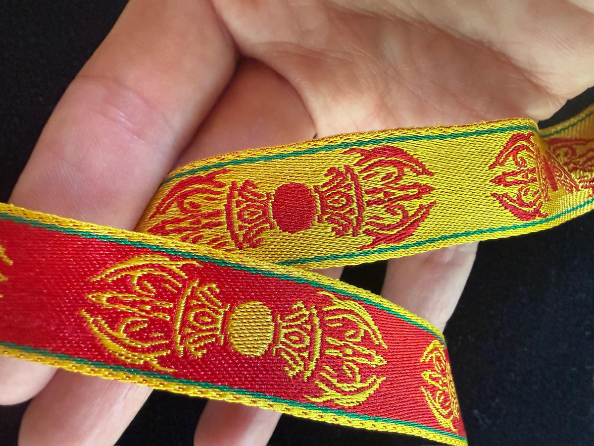 Dorje Embroidered Ribbon | 3/4 in wide | 1 yard | Reversible