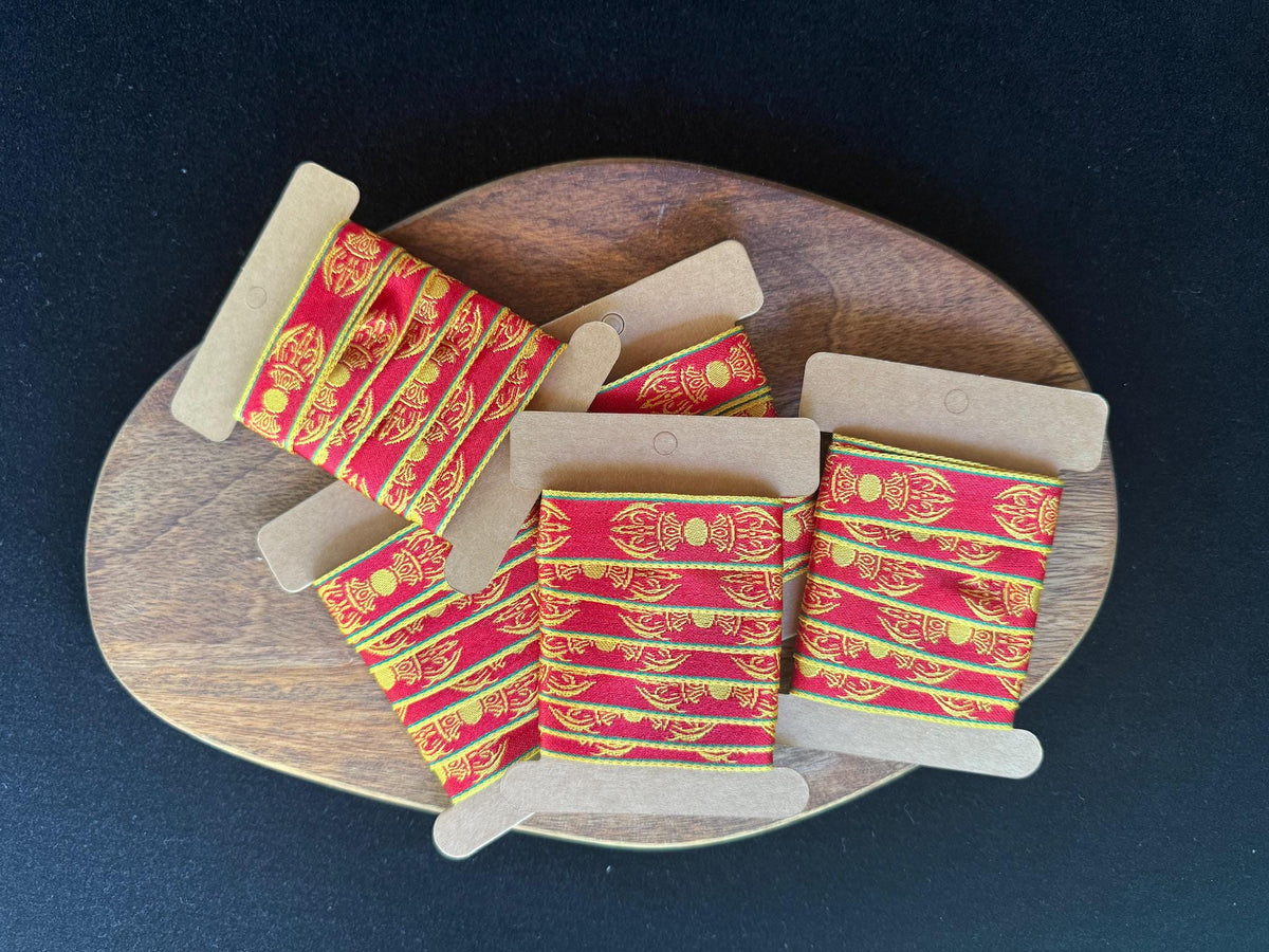 Dorje Embroidered Ribbon | 3/4 in wide | 1 yard | Reversible
