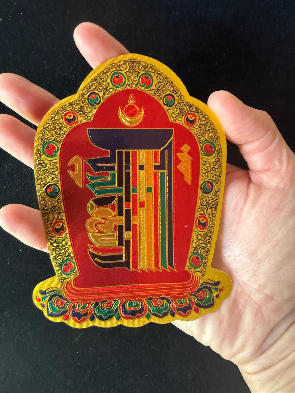Kalachakra Sticker | Approx 3.5 in by 4.5 in | 10 Syllable Powerful Mantra