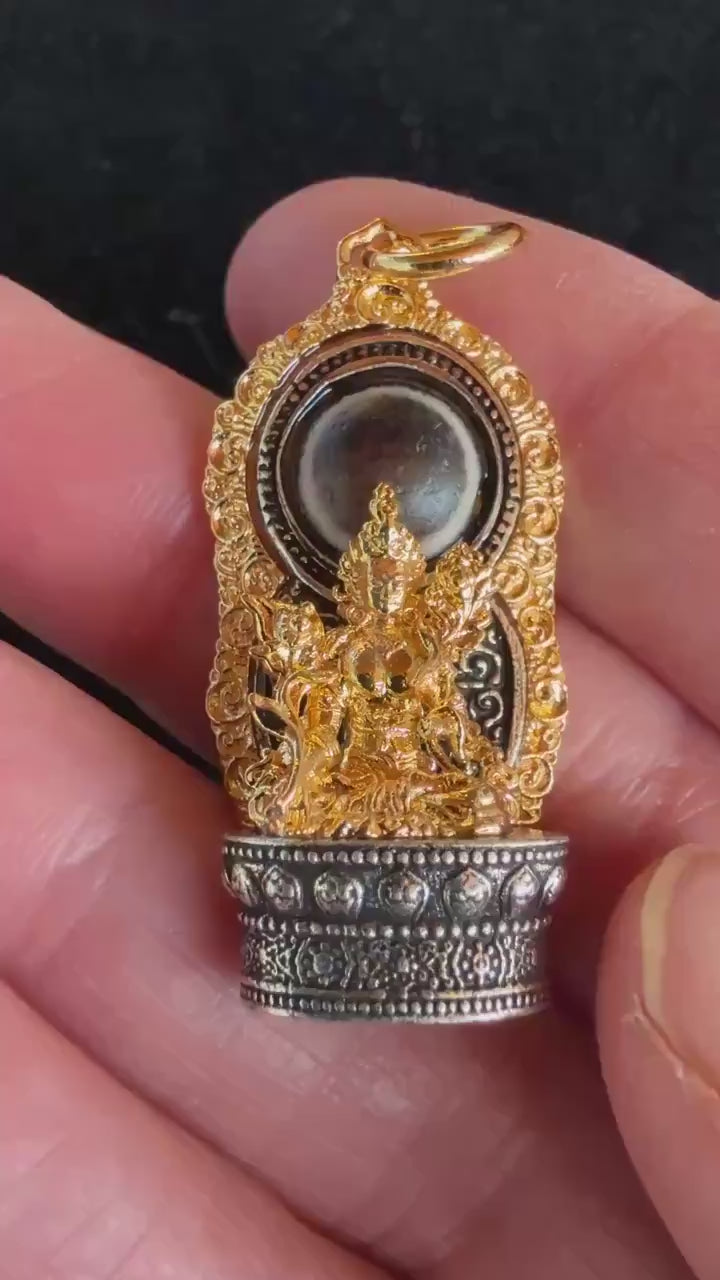 Green Tara Dzi Pendant | Approx 1.50 inches long x .75 inches wide