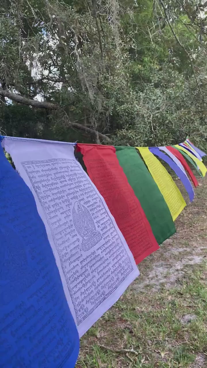Mixed Deity Prayer Flags | Tibetan Prayer Flags | 9in x 12in | 1 set of 25 flags | Good Quality