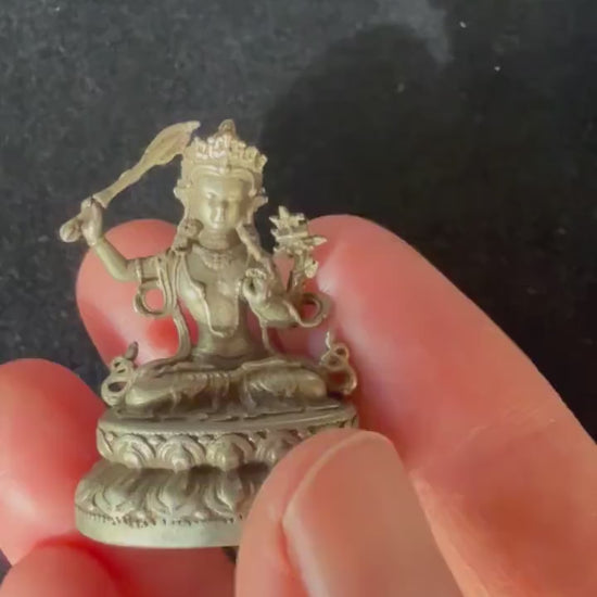 Small Manjushri Statue | Handmade | about 1.25 inches by 1 inches | Supreme Wisdom