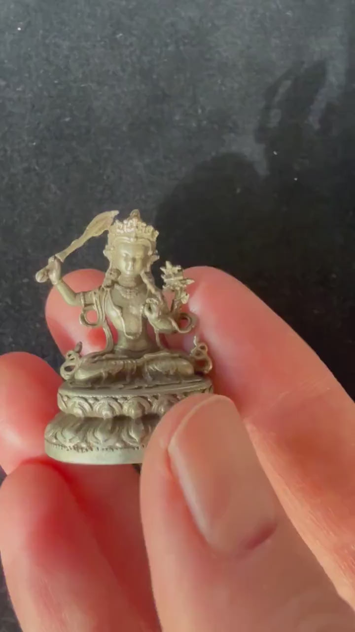 Small Manjushri Statue | Handmade | about 1.25 inches by 1 inches | Supreme Wisdom