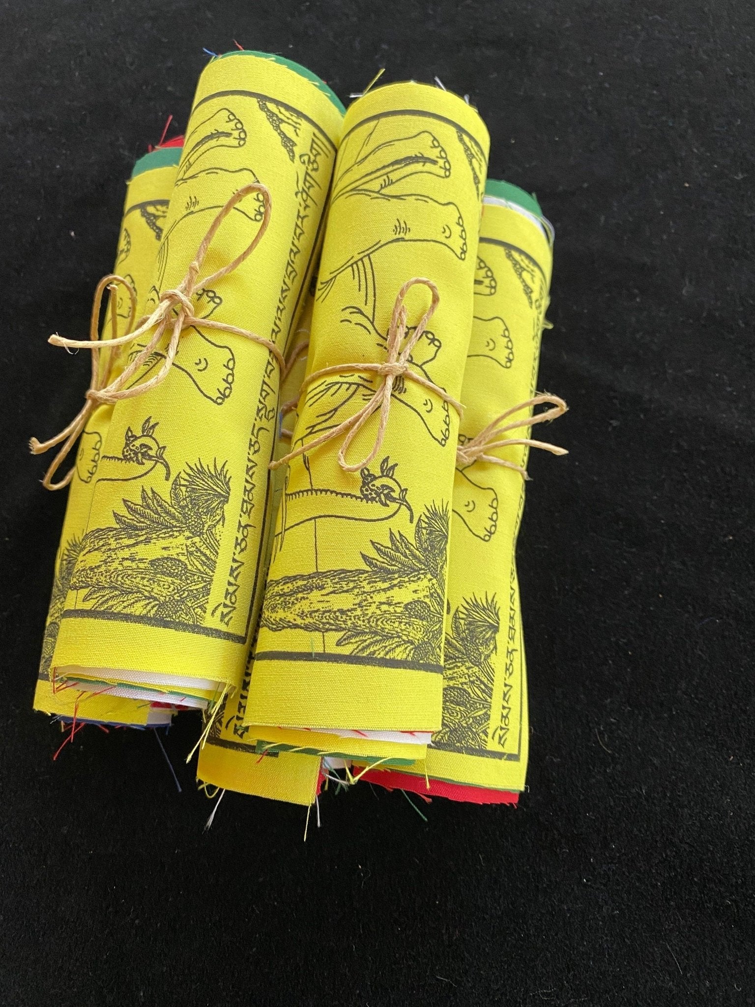 Four Harmonious Friends Prayer Flags| Tibetan Prayer Flags | 6in x 7.5in | 1 set of 10 flags - The Incense Stick