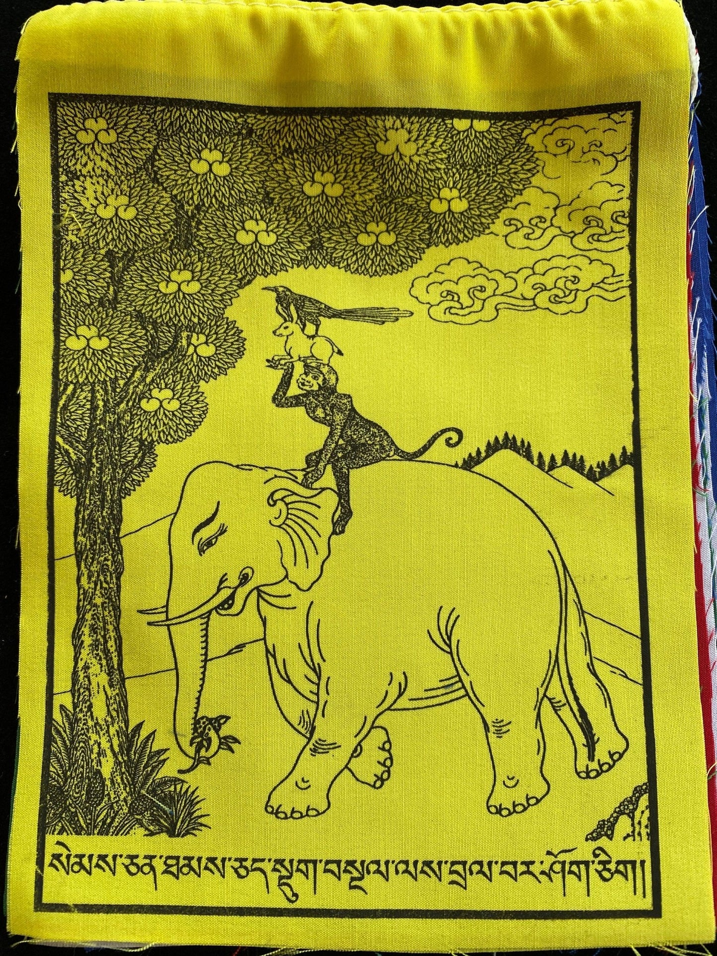 Four Harmonious Friends Prayer Flags| Tibetan Prayer Flags | 6in x 7.5in | 1 set of 10 flags - The Incense Stick