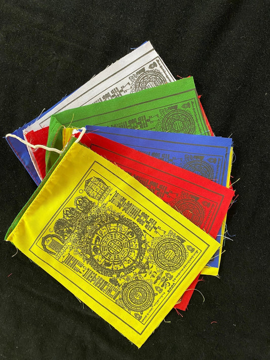 Wheel of Life Prayer Flags | Tibetan Prayer Flags | 6in x 7.5in | 1 set of 10 flags - The Incense Stick