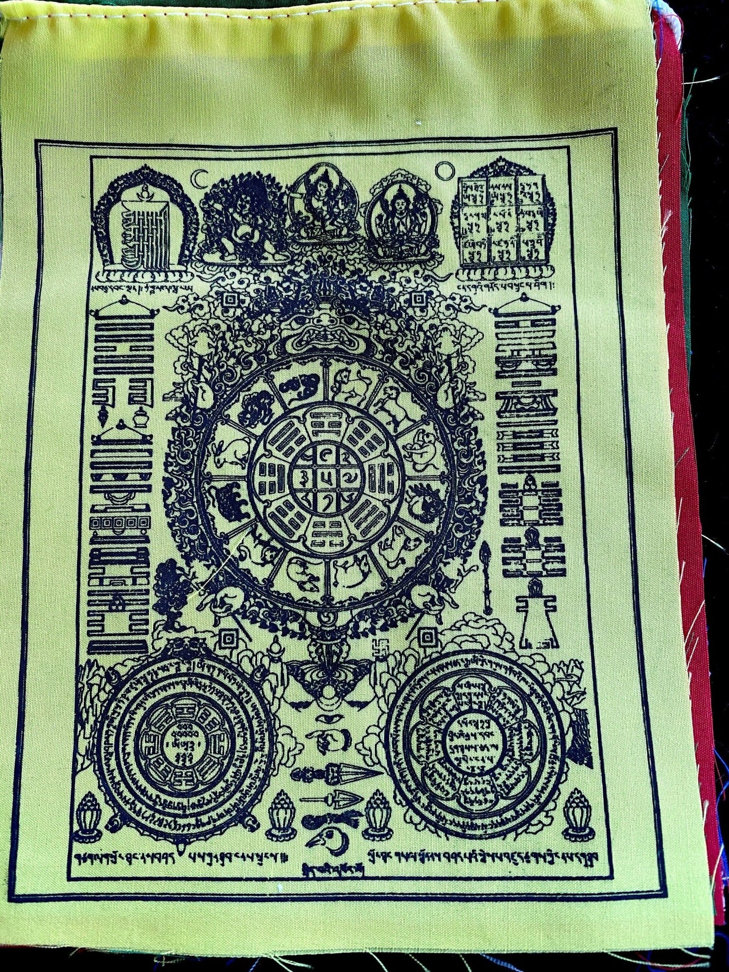 Wheel of Life Prayer Flags | Tibetan Prayer Flags | 6in x 7.5in | 1 set of 10 flags - The Incense Stick