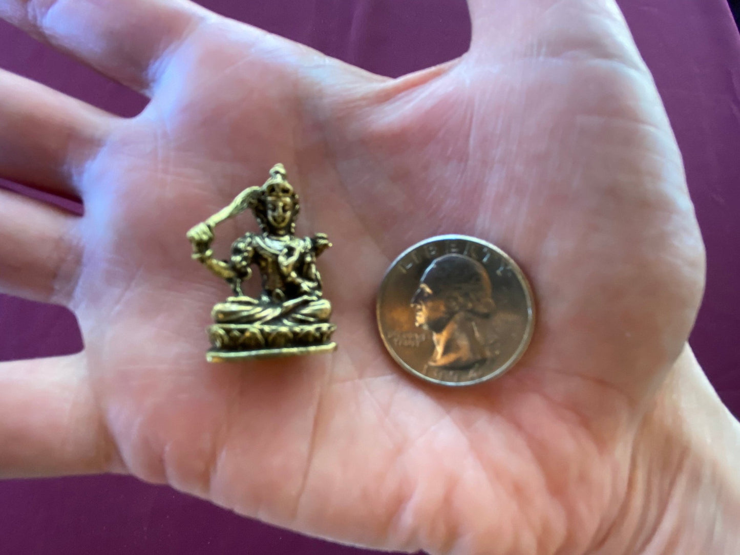 Tiny Brass Manjushri Statue | Handmade | 1.18 inches by .79 inches | Manjushree - The Incense Stick